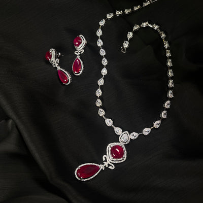 red necklace and earring set