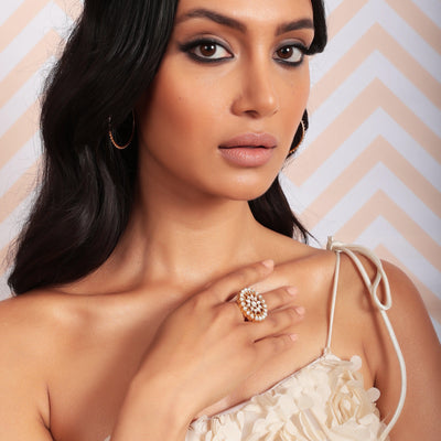 Flower Kundan Ring