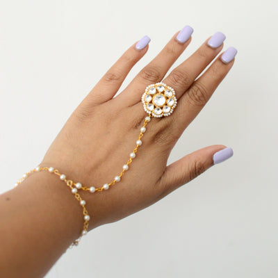 Kundan white hath phool pearl string