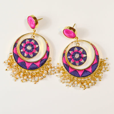 Chandbali Mandala Earrings - Purple + Pink
