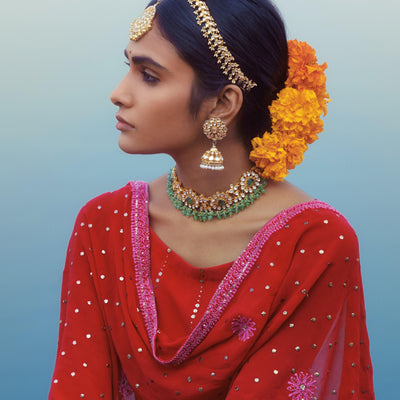Jade Flower Choker & Stud