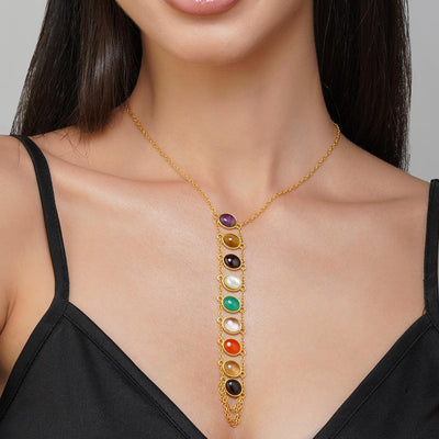 Power Within Navratan Lariat Necklace
