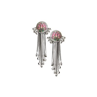 Pink Lotus Tassel Earrings