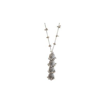 Silver Lotus Long Necklace