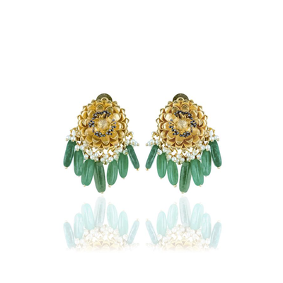 green flower earrings