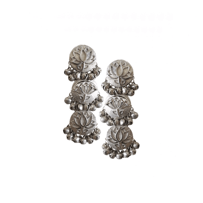 Silver Lotus Dangler Earrings