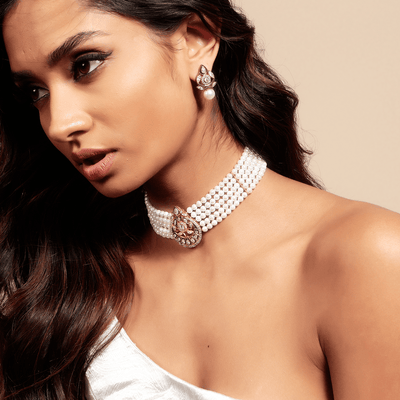 Tear Drop Pendant Choker Set
